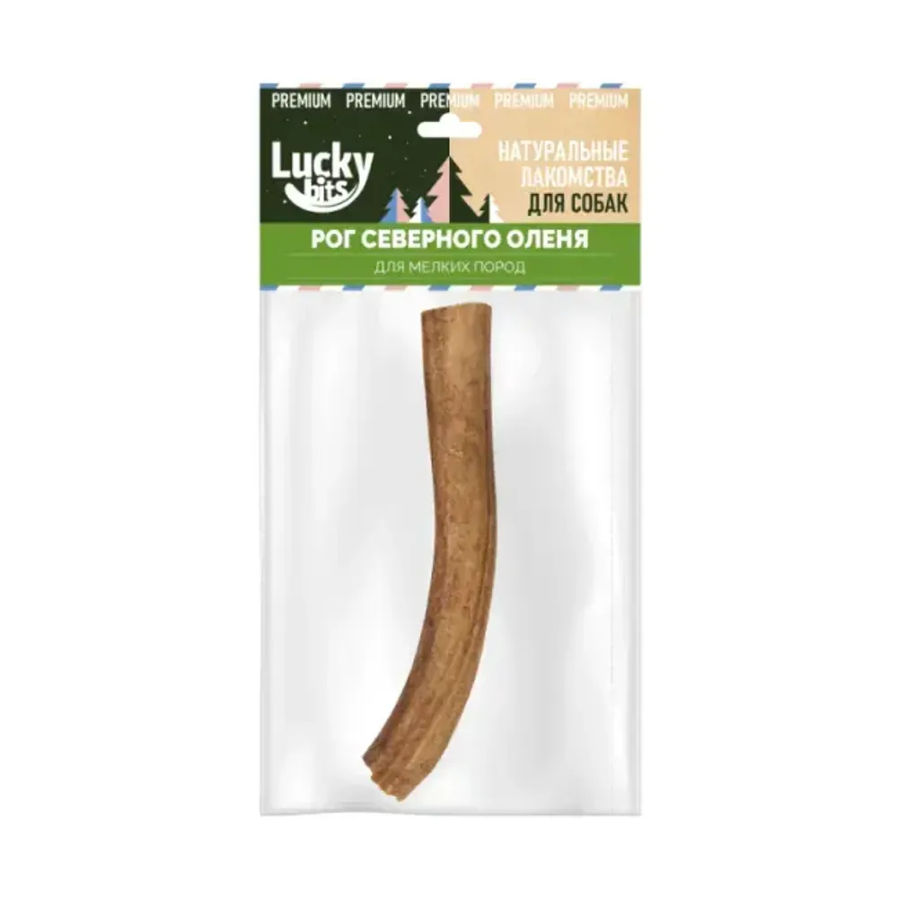 Лакомство для собак Lucky bits Рог Оленя S мелких пород собак 70 г