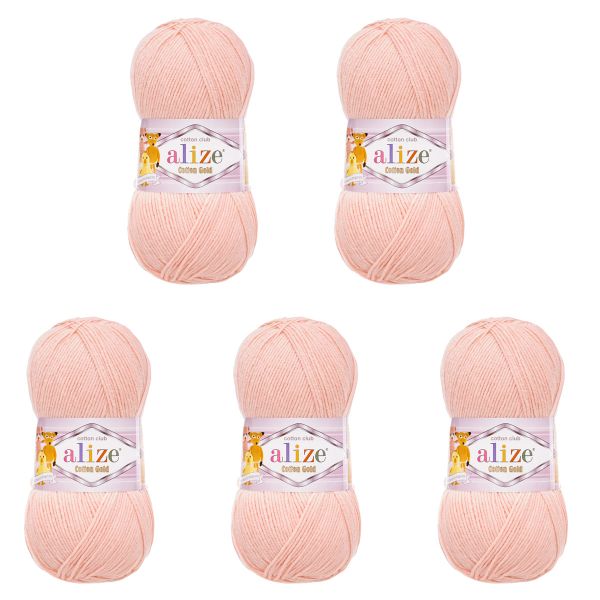 Пряжа Alize (Ализе) Cotton Gold / уп.5 мот. по 100 г, 330м, 393 светло-розовый A