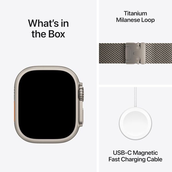 Умные часы Apple Watch Ultra 3 49 мм натуральный титан, миланский сетчатый браслет натурального цвета (S)