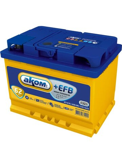 Аккумулятор АКОМ EFB 62 А/ч прямой L+ 242x175x190 L2 EN 620 А