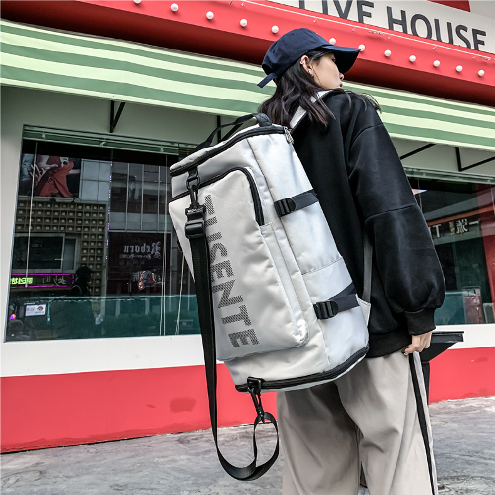 DELIXIONG Oxford Backpack Large Unisex Black/Red/Gray