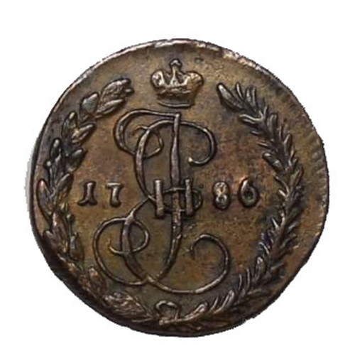 Денга 1786 года КМ. Сохранность отличная.