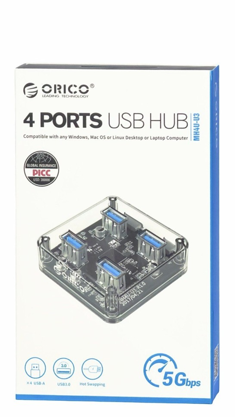 USB-хаб Orico MH4U-U3 4xUSB3.0 серый