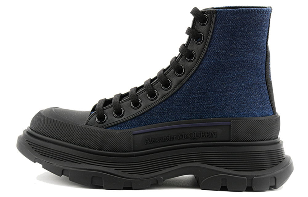 Alexander McQueen Tread Slick Short Stylish Skateboarding Shoes Women"s Blue Black