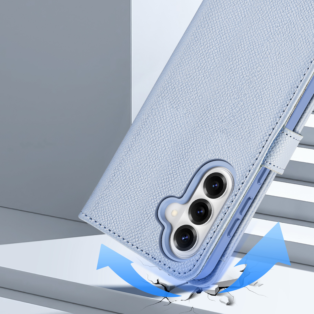 Чехол кошелек с MagSafe из кожи светло-синего цвета для Samsung Galaxy S26+ Плюс, серия Lawa Series от Dux Ducis