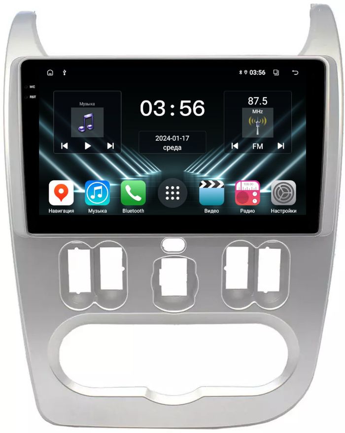 Магнитола для Renault Logan 1, Sandero 1 2009-2014 - FarCar S280 монитор 9.5" IPS на Android 13, CarPlay