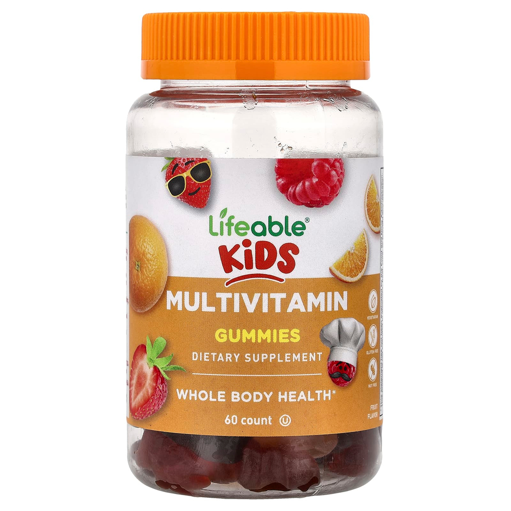 Lifeable, мультивитамины для детей, с фруктовым вкусом, 60 жевательных таблеток