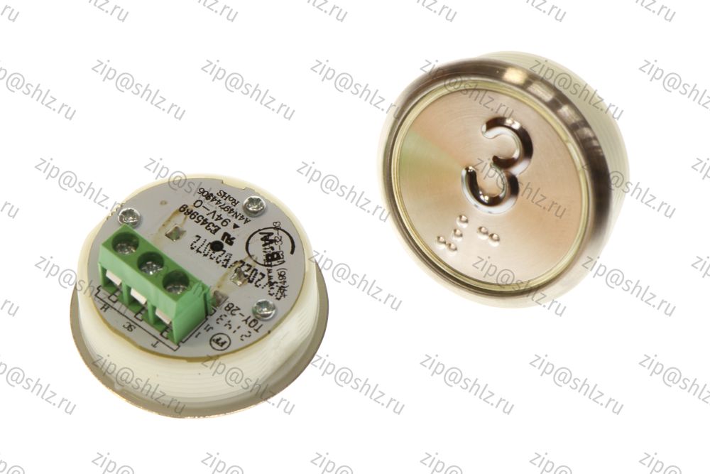 Кнопка (кнопочный модуль) BBP-R331-CMPLT-D-W "3 этаж", круглая, динамическая белая подсветка, Брайль.