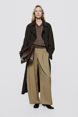 Massimo Dutti Брюки прямого кроя с вытачками - Limited Edition, песочный