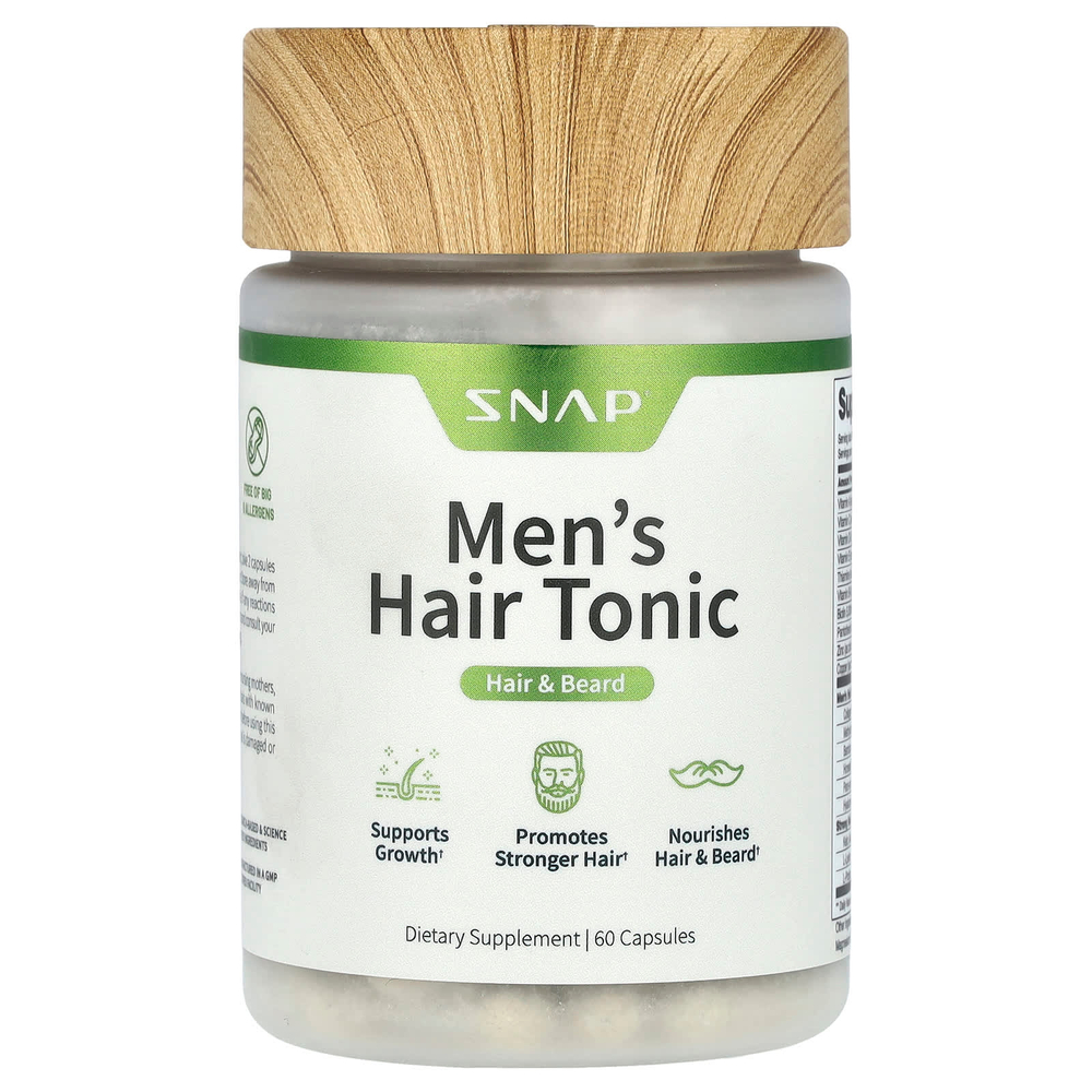 Snap Supplements, Тоник для мужчин, для волос и бороды, 60 капсул