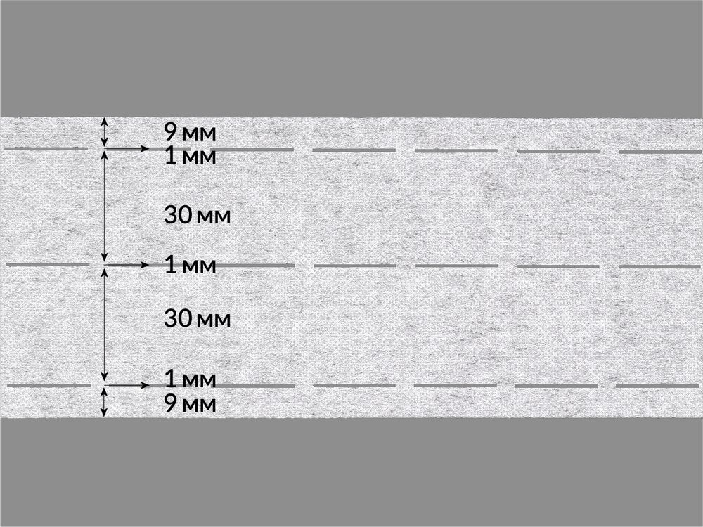 Лента корсажная клеевая перфорированная 81.0 мм / 200 метров, 70 г/м², цв. белый, 20170 9/1/30/1/30/1/9