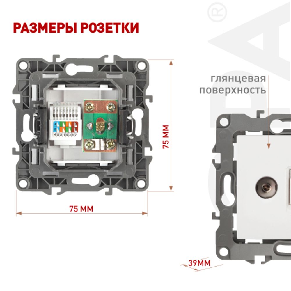 Розетка ЭРА Серия 12 12-3110-01 комбинированная RJ45+TV IP20 белый | Эра 12