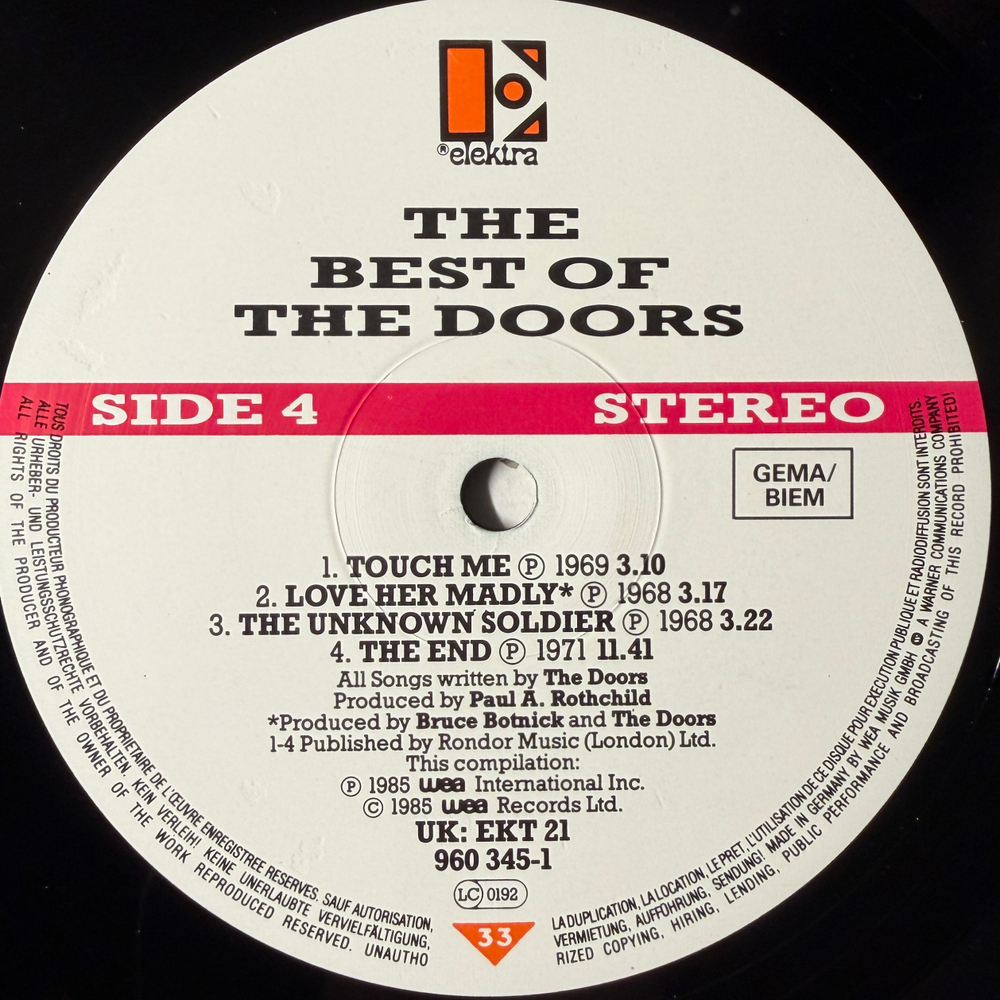 The Doors ‎– The Best Of The Doors 2LP (Германия 1985г.)
