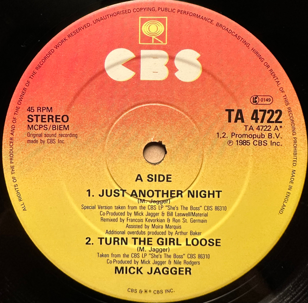 Mick Jagger - Just Another Night (Англия 1985г.) 12", 45 RPM