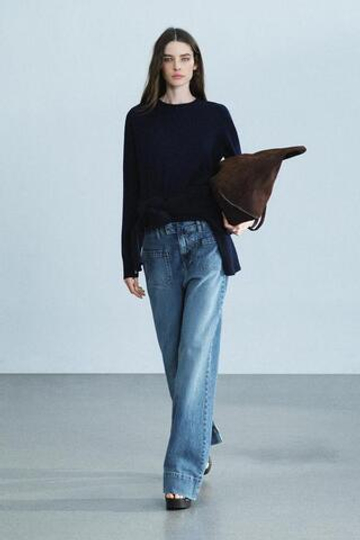 ZARA ДЖИНСЫ FLARE С ВЫСОКОЙ ПОСАДКОЙ И КАРМАНАМИ — ZW COLLECTION, СИНИЙ