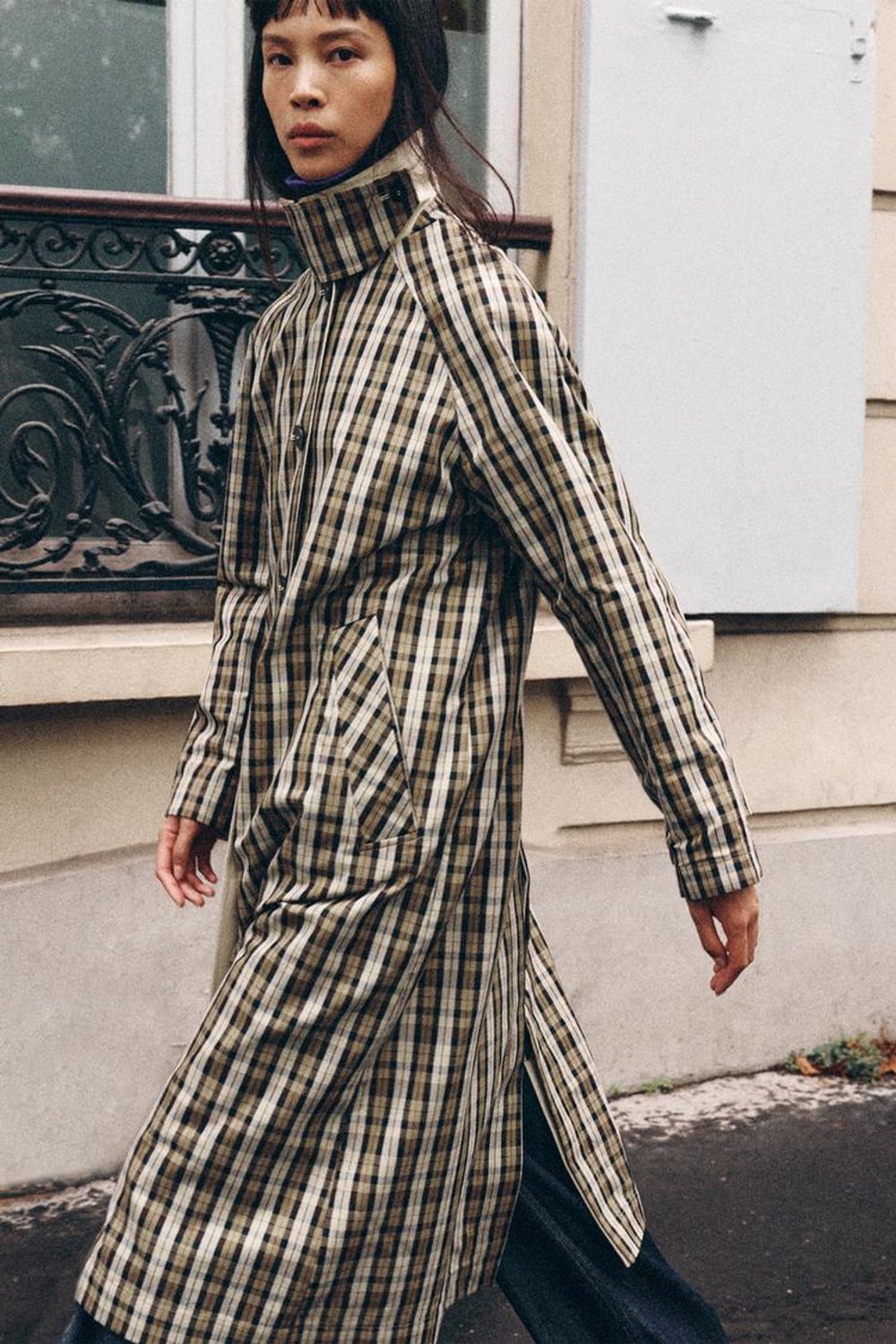 ZARA ДВУСТОРОННИЙ ТРЕНЧ В КЛЕТКУ — ZW COLLECTION, БЕЖЕВЫЙ