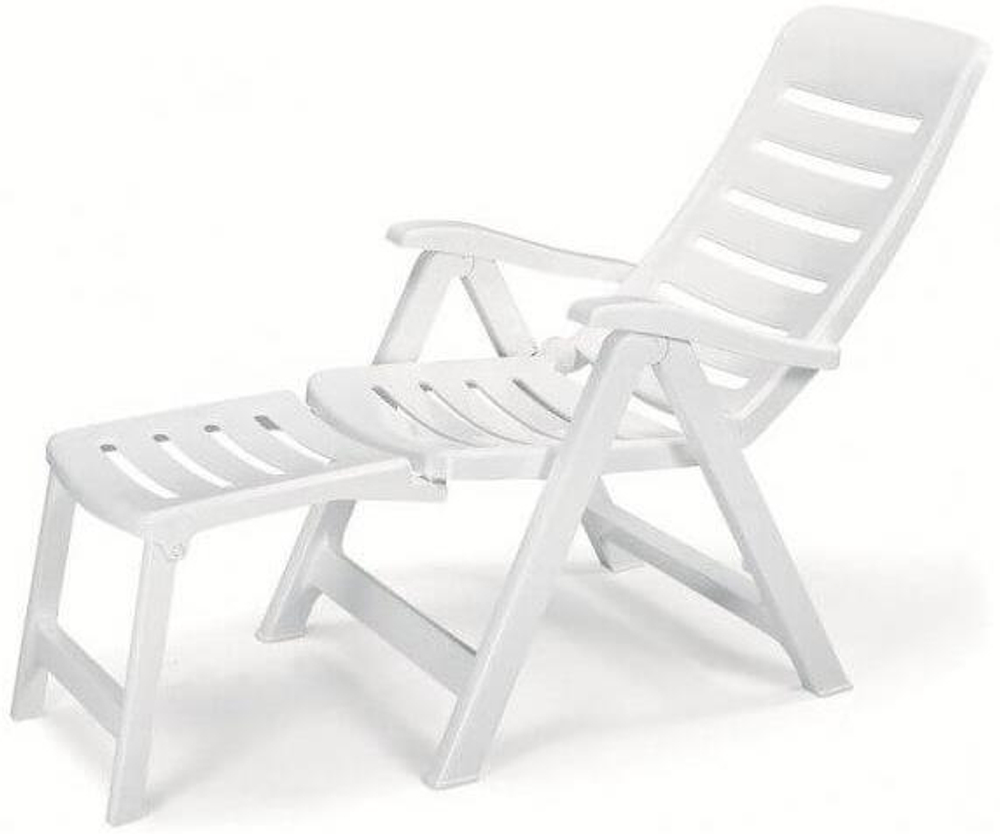 Шезлонг-лежак пластиковый SCAB GIARDINO Quintilla with Extension Armchair, белый