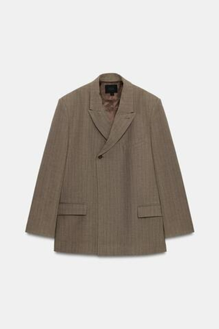 ZARA БЛЕЙЗЕР ОВЕРСАЙЗ В ТОНКУЮ ПОЛОСКУ, КОРИЧНЕВЫЙ