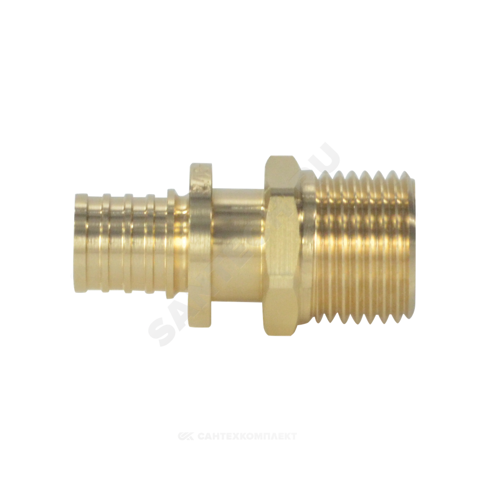Муфта для PE-X труб аксиальная латунь Дн 25х3/4" НР РОС