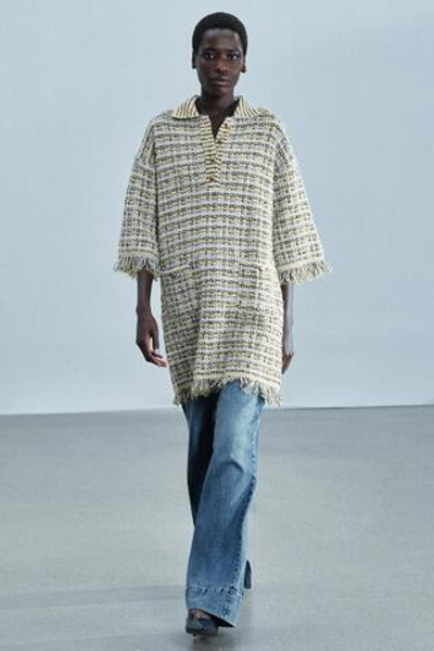 ТРИКОТАЖНОЕ ПЛАТЬЕ С ФАКТУРНЫМ УЗОРОМ И БАХРОМОЙ — ZARA