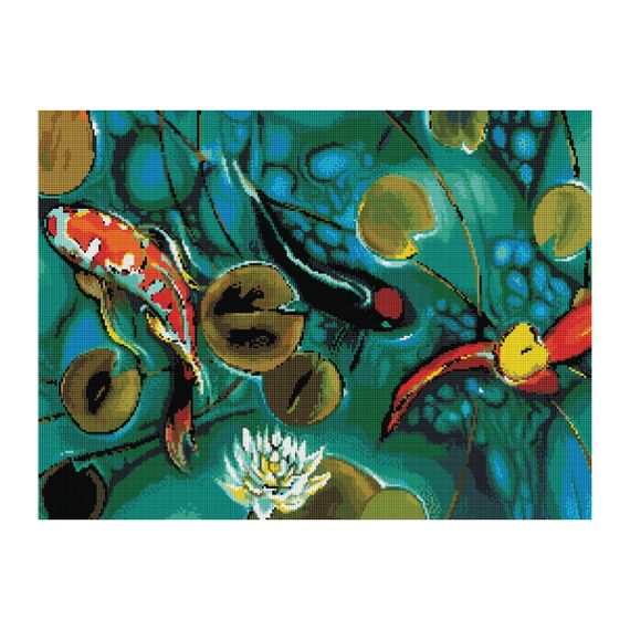 Almaz qaşlarla mozaika \ Алмазная мозаика \ Diamond painting Алмазная мозаика ТРИ СОВЫ "Японские карпы", 50*70см, холст, картонная коробка с пластиковой ручкой