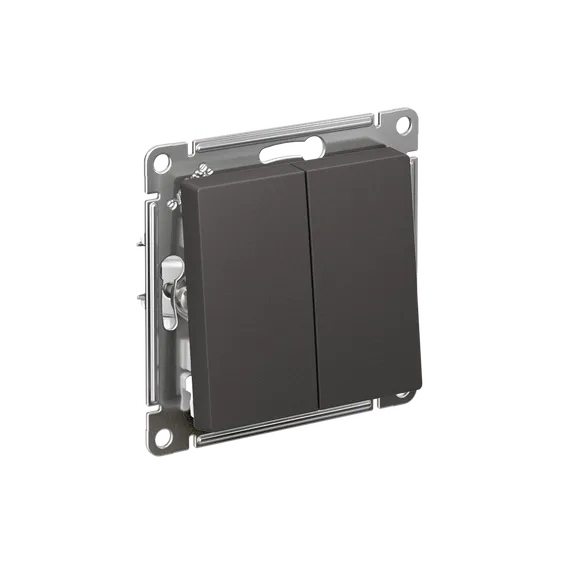 Переключатель проходной двухклавишный Systeme Electric AtlasDesign Базальт ATN001465
