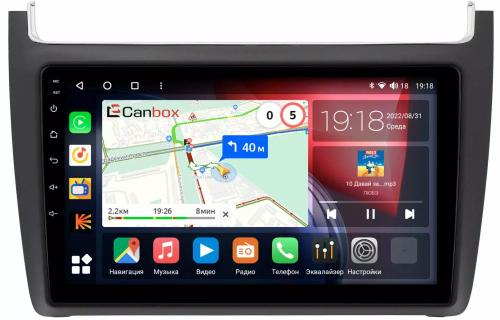 Магнитола для Volkswagen Polo 2009-2020 (рамка черная матовая) - Canbox 9091 Qled, Android 10, Быстрая, SIM-слот