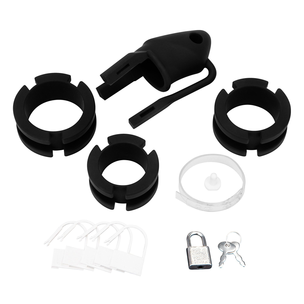 Черная клетка для пениса Silicone Small 2 in Cock Cage With Ball Divider