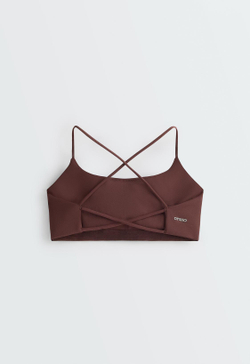 Oysho Топ Comfortlux с перекрестными бретелями, шоколадный