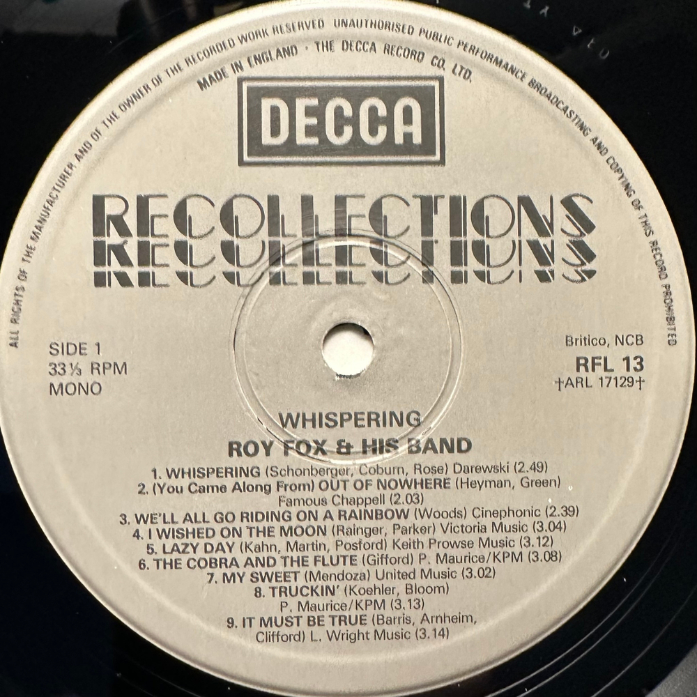 Roy Fox & His Band - Whispering (Англия 1981г.)