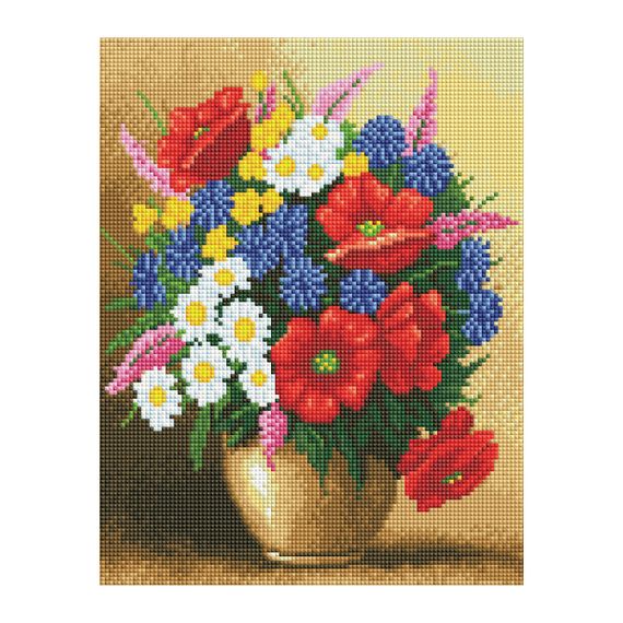 Almaz qaşlarla mozaika \ Алмазная мозаика \ Diamond painting Алмазная мозаика ТРИ СОВЫ "Букет с маками", 30*40см, холст, картонная коробка с пластиковой ручкой