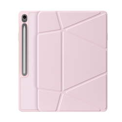 Складной чехол книжка розового цвета для Samsung Galaxy Tab S10 FE+, серия Vers Series от Dux Ducis, с магнитным держателем Pencil