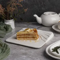 Тарелка 20*20 см h2/1 см квадратная Oyster борт лесенка белая фарфор P.L. Proff Cuisine [6]