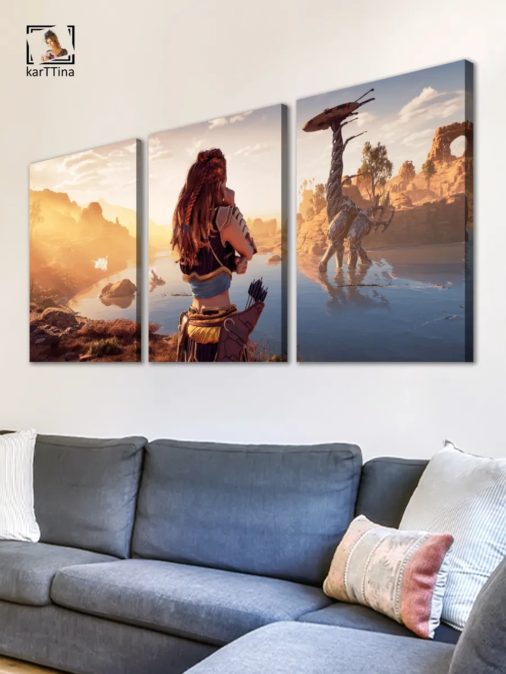 Модульная картина "Horizon zero dawn sun" 150х70см