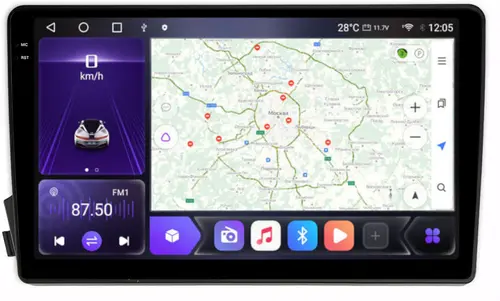 Магнитола для SsangYong Actyon 2005-2010, Kyron, Actyon Sports 2006-2016 - Kuberg OL-9303 QLed+2K, Android 12, Быстрая, CarPlay, 4G SIM-слот