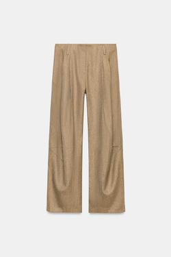 ZARA БРЮКИ-БАЛЛОНЫ ZW COLLECTION, МЯГКИЙ КАШТАНОВЫЙ