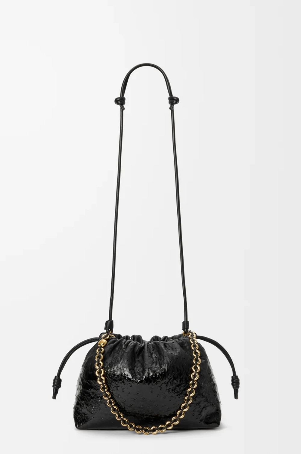 Loewe Сумка Flamenco среднего размера из лакированной кожи страуса с градиентным переходом цвета, черный
