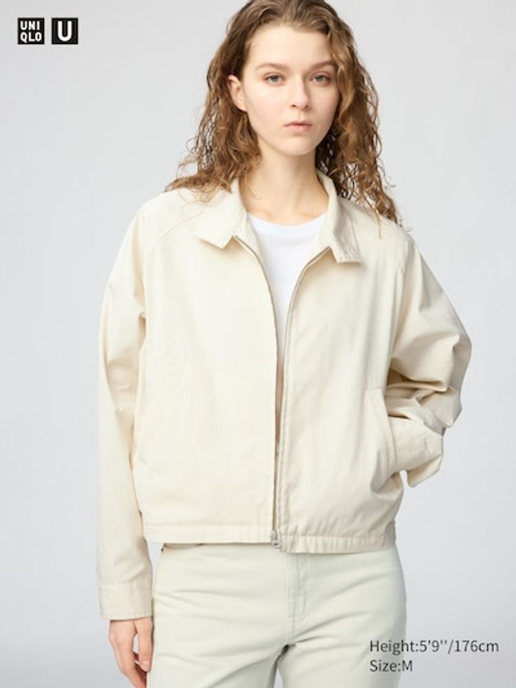 UNIQLO Короткая куртка из смесовой хлопковой ткани, светло-бежевый