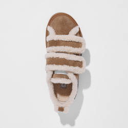 Замшевые кеды INUIKII Shearling Low Velcro Beige на меху