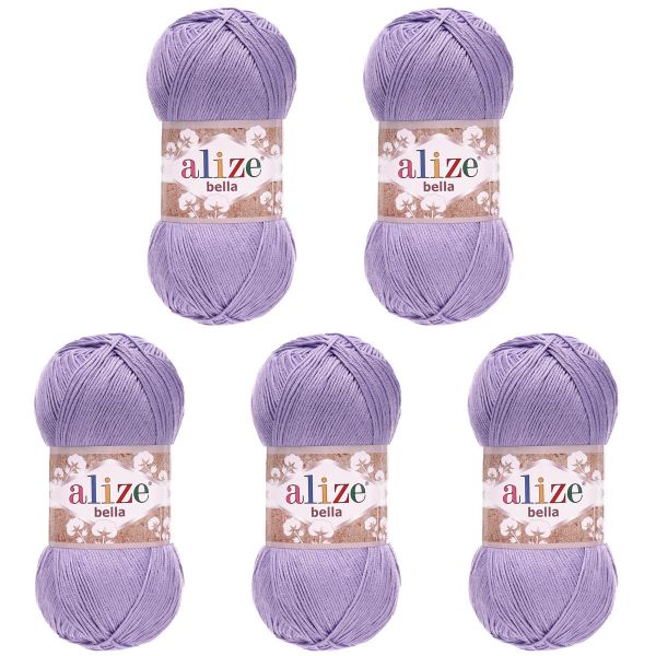 Пряжа Alize (Ализе) Bella 100 / уп.5 мот. по 100 г, 360м, 158 лаванда A