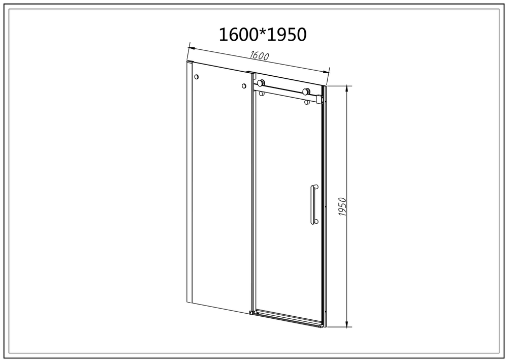 Душевая дверь Комо-Н (Como-N) VDS-4CN160CLB, 1600, черный, стекло прозрачное,