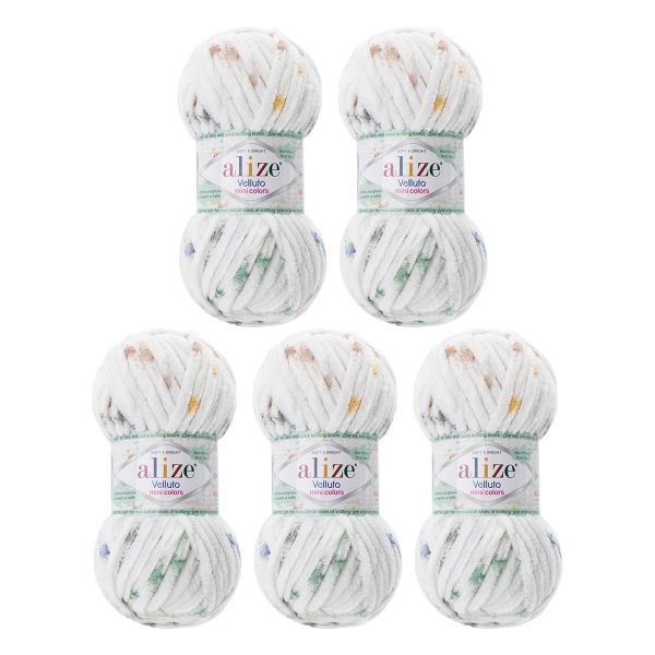 Пряжа Alize (Ализе) Mini Colors серия Бархат (Velluto) / уп.5 мот. по 100 г, 68м, 8115 принт
