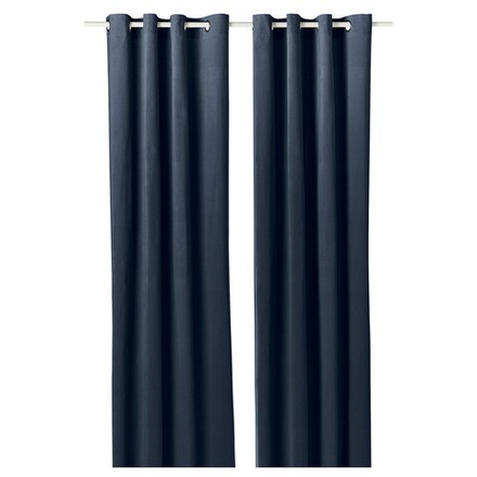 IKEA SANELA  (ИКЕА САНЕЛА)  -  Штора, 2 шт. - тёмно-синяя бархатная с люверсами 140x250 см