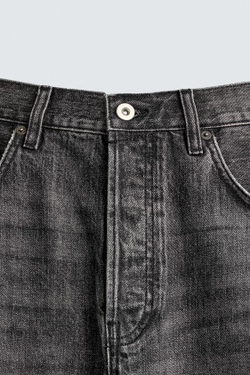 ZARA ДЖИНСОВЫЕ ШОРТЫ BAGGY FIT, УГОЛЬНЫЙ
