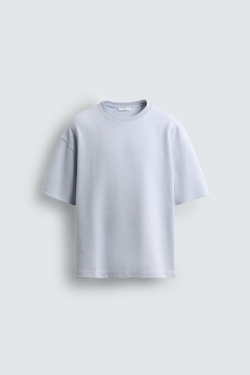 ZARA ТОЛСТОВКА RELAXED FIT ИЗ ИНТЕРЛОКА, ГОЛУБОЙ
