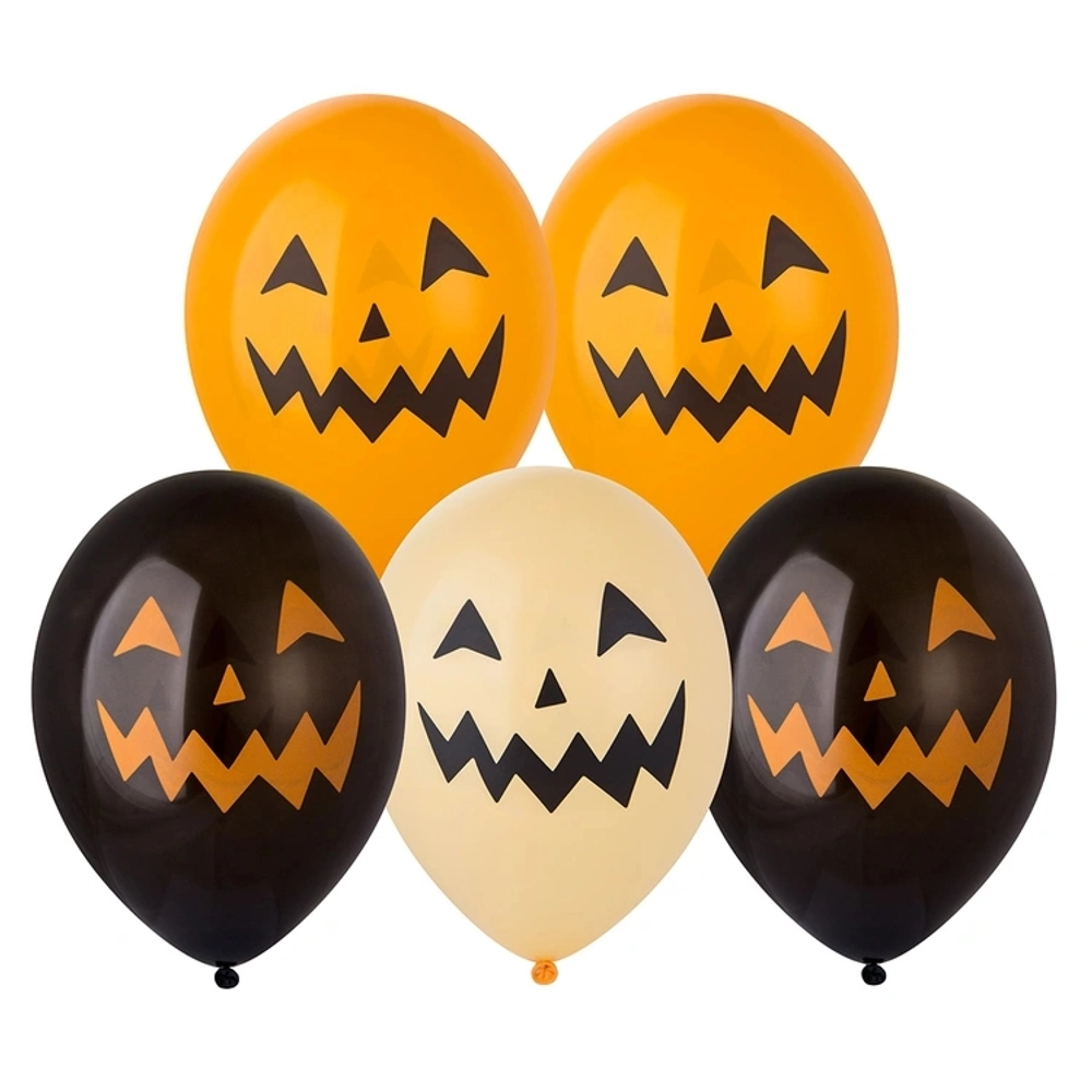 Шары чёрные и оранжевые "Зловещие тыквы 🎃"