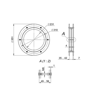 Иллюминатор для дверей FUARO PORTHOLE-350 INOX 304, диаметр 350 мм /64149/