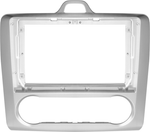 Магнитола для Ford Focus 2 2004-2011 (климат, рамка серебро) - Teyes CC4 монитор 12.3" 2K QLED + рамка 9, Android 14, Быстрейшая, Snapdragon 680, DSP, CarPlay, 4G SIM-слот