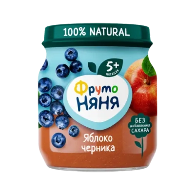 Фрутоняня пюре фруктовое Яблоко черника 100г с 5 месяцев