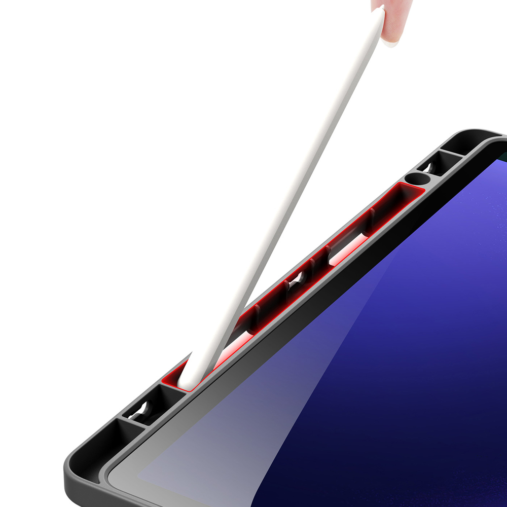 Чехол книжка серого цвета от Dux Ducis для Samsung Galaxy Tab S9, Tab S9 FE и Tab S10 FE, серия Magi Series Case, с держателем Pencil и функцией автоматического перехода в спящий режим